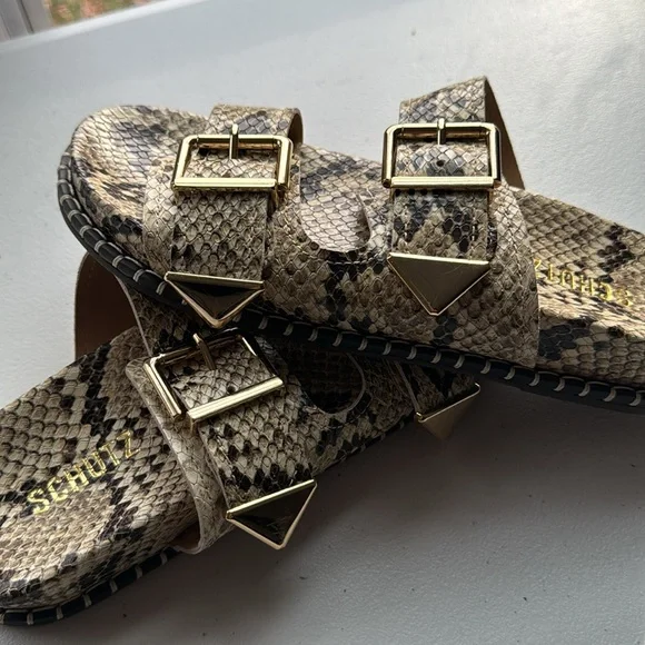 🍂🍁 NAOMI SPORTY SNAKE-EMBOSSED LEATHER SANDAL🍁🍂 SIZE 7 B - Picture 7 of 8